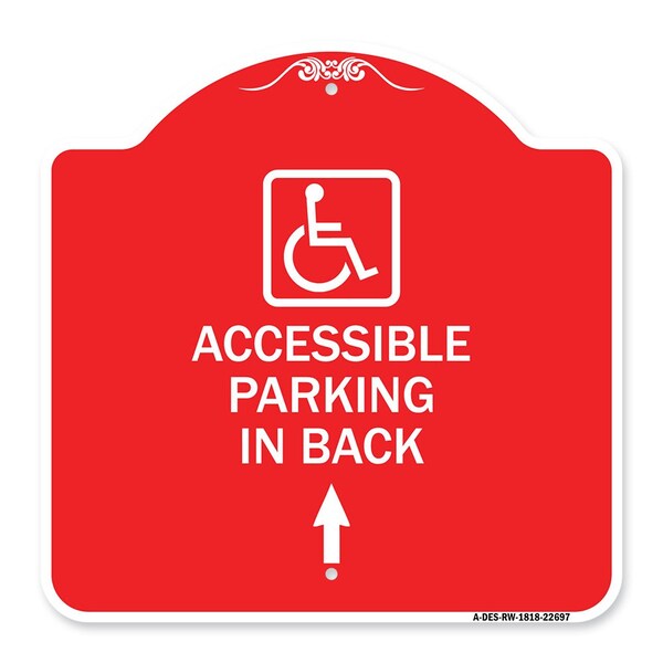 Signmission W/ NY Approved Isa Accessible Parking on Up Arrow W/ Graphic Alum Sign, 18" x 18", RW-1818-22697 A-DES-RW-1818-22697 - main